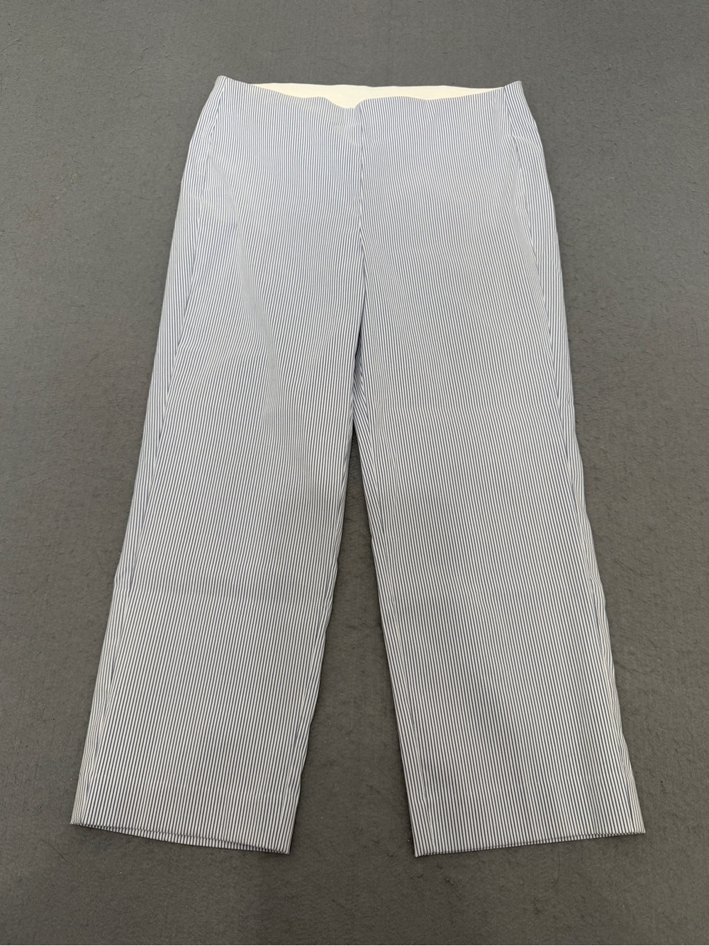 Women's Chico's Size 0.5 US 6 Blue White Pinstripe Wide Leg Pants